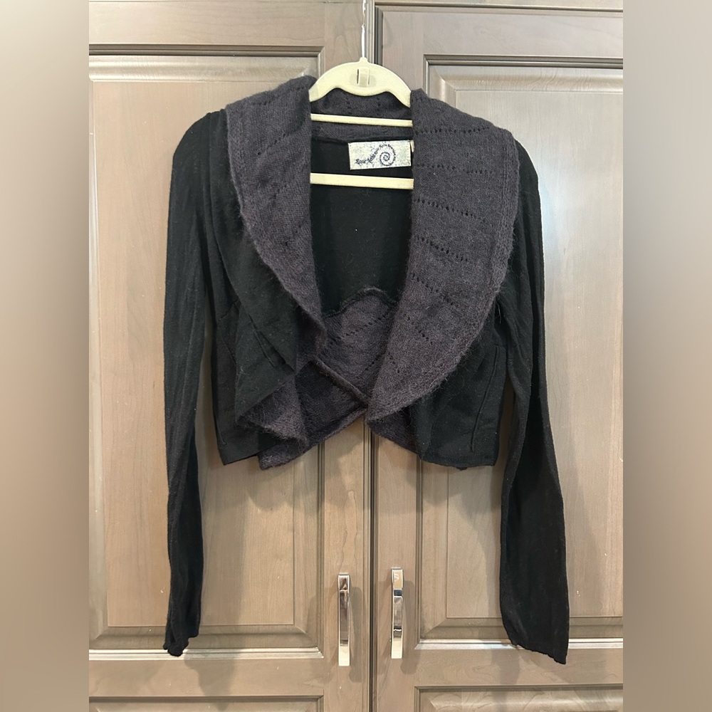 Rosie Neira (Anthropologie) Bolero Sweater in Black and Gray, Size XS